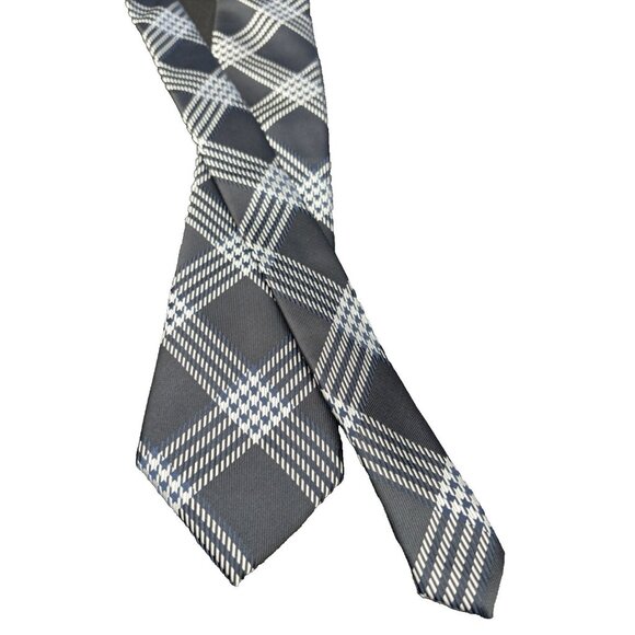 Elegant Imani Uomo Men’s Repp Tie 63.75" Black Silver Stripe Business Formal EUC - Picture 5 of 6